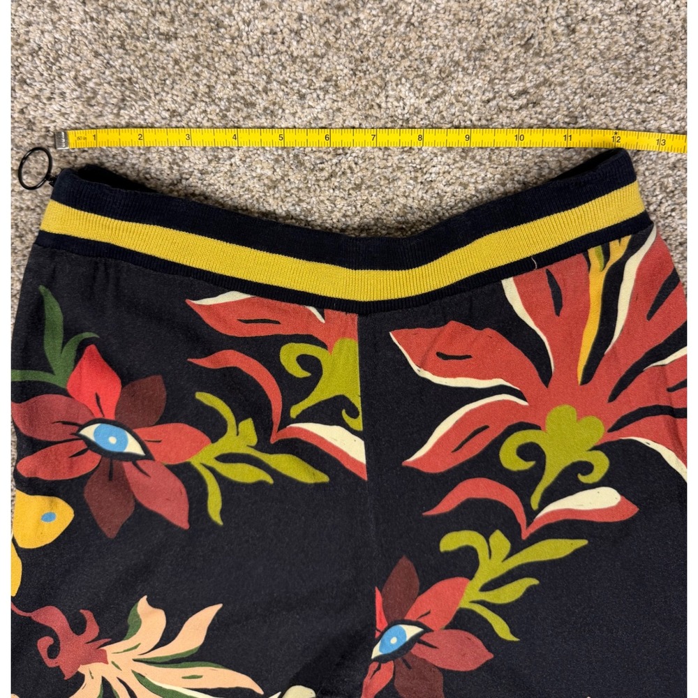 Farm Rio Floral Flare Pants Womens XS Black Tropical Wide Leg - Picture 6 of 15
